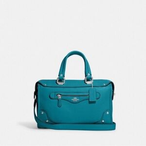 COACH MILLIE SATCHEL TEAL w/SILVER ACCENT VIRTUALLY NEW y2k RARE color pristine